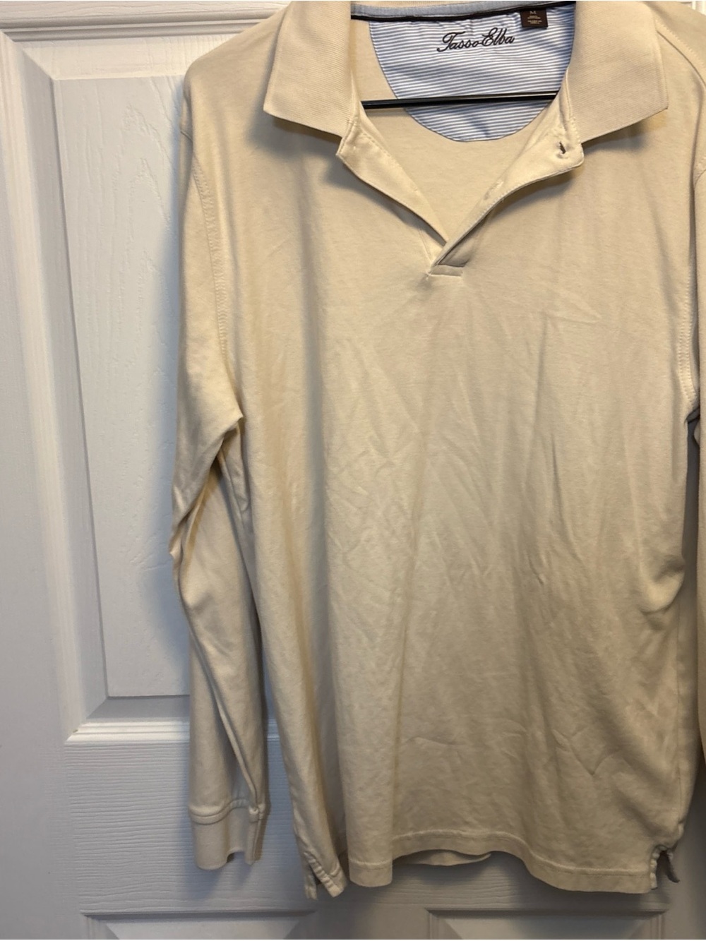 Tasso Elba Men's Cream Long-Sleeve Polo